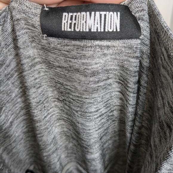 Reformation Flare Mini Dress Metallic Silver Asymmetrical Spaghetti Strap Sz Sm - Picture 9 of 13